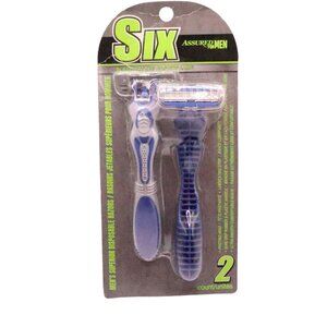 SIX Assured for Men, Men's Superior Disposable Razors, 2 Count Pivoting Head